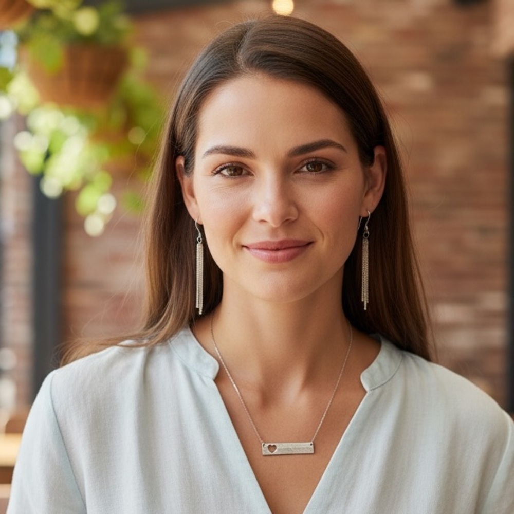 Chic Silver Bar Necklace and Earring Set